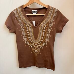 Vintage 1990's UNITi Casuals Brown Short Sleeve Shirt Large